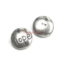 2x Sterling Silver Round Hope 925 Stamped Charm Dangle Bead