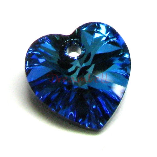 4x Swarovski Elements Crystal Xilion Heart Charm Pendant Bermuda Blue 10mm 6228