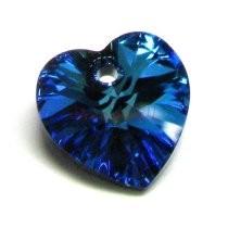 2x Swarovski Elements Crystal Xilion Heart Charm Pendant Bermuda Blue 14mm 6228