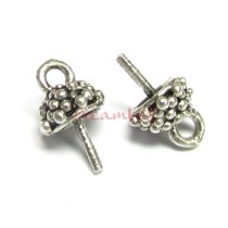 2x Sterling Silver eye pins w/ 6mm cup pearl pendant connector Bail