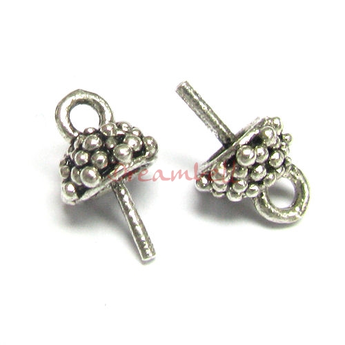 2x Sterling Silver eye pins w/ 6mm cup pearl pendant connector Bail