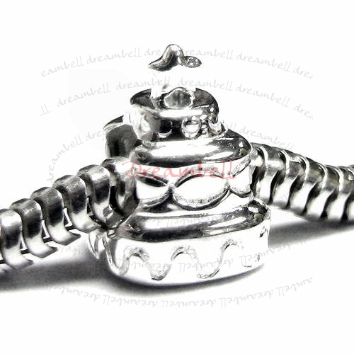 Sterling Silver Birthday Cake Bead 10mm for European Charm Bracelets