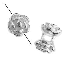 4x Sterling Silver Rose Flower Spacer Beads 4mm x 5mm