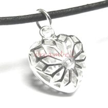 1x Bright Sterling silver Heart Dangle Charm Pendant 22mm