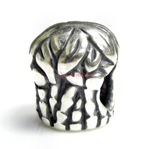 Sterling Silver Coconut Palm Tree Bead 10mm for European Charm Bracelets