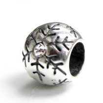 Sterling Silver Snowflake Bead for European Charm Bracelets