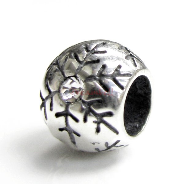 Sterling Silver Snowflake Bead for European Charm Bracelets