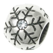 Sterling Silver Snowflake Bead for European Charm Bracelets