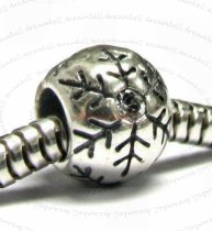 Sterling Silver Snowflake Bead for European Charm Bracelets
