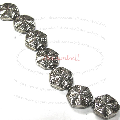 2x Bali Sterling silver Hexagon Flower Focal Bead Spacer