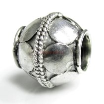 1x Bali Sterling Silver Round Ball Bead for European Charm Bracelets