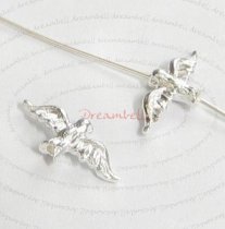 4x Bright Sterling Silver Dove Bird Bead Spacer 15mm