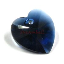 2x Swarovski Xilion Crystal 6228 Heart Charm Pendant Dark Indigo 14mm