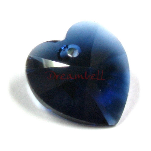 2x Swarovski Xilion Crystal 6228 Heart Charm Pendant Dark Indigo 14mm
