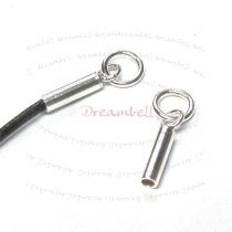 4x STERLING SILVER Bead 1mm LEATHER Cord END CAP with Jump Ring