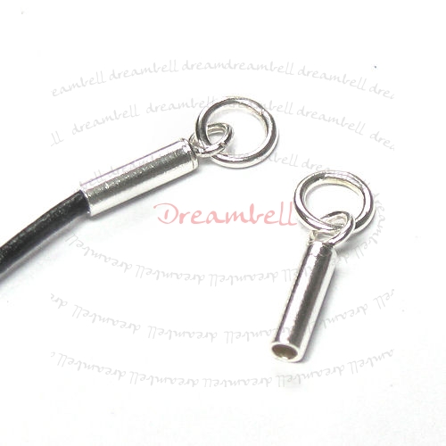 4x STERLING SILVER Bead 1mm LEATHER Cord END CAP with Jump Ring