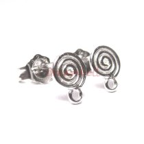 2x STERLING SILVER Round Whirl earrings loop post 7MM