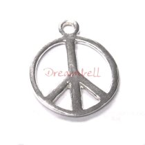 2x STERLING SILVER PEACE Pendant Dangle Charm 12MM