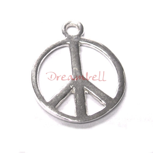 2x STERLING SILVER PEACE Pendant Dangle Charm 12MM