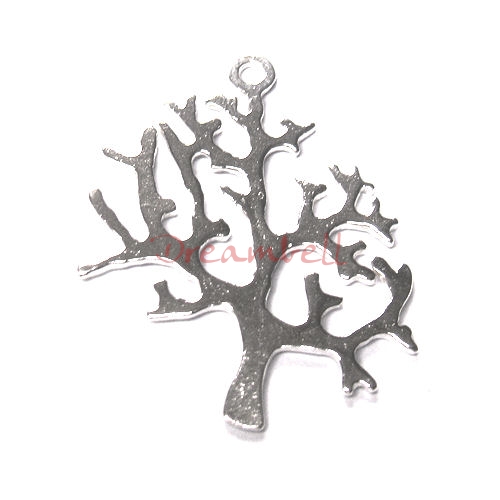 1x Bright Sterling silver Big Tree / Coral Dangle Charm Pendant
