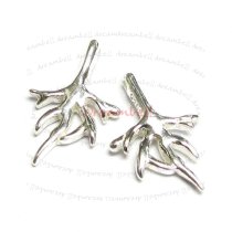2x Bright Sterling silver Coral / Tree Branch Dangle Charm Pendant
