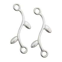 4 x Sterling silver Tree Leaf Pendant Link Connector 17mm