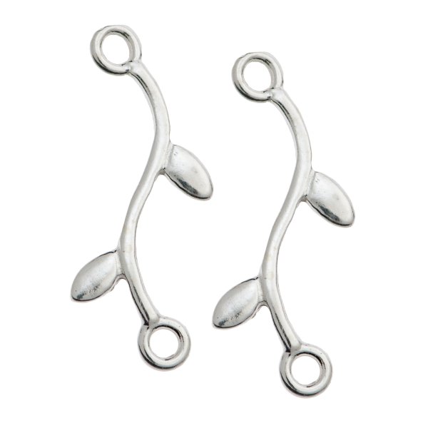 4 x Sterling silver Tree Leaf Pendant Link Connector 17mm
