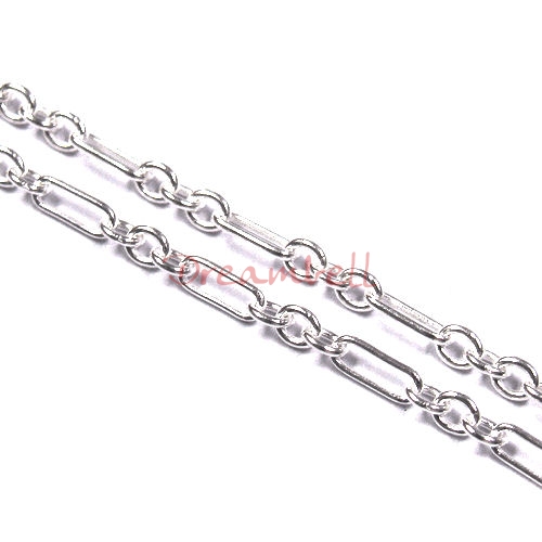 12" Sterling silver Oval link Rolo 3+1 4SD Chain Bead