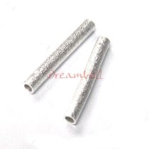 10x STERLING SILVER SATIN STARDUST TUBE SPACER BEAD 2mm x 15mm