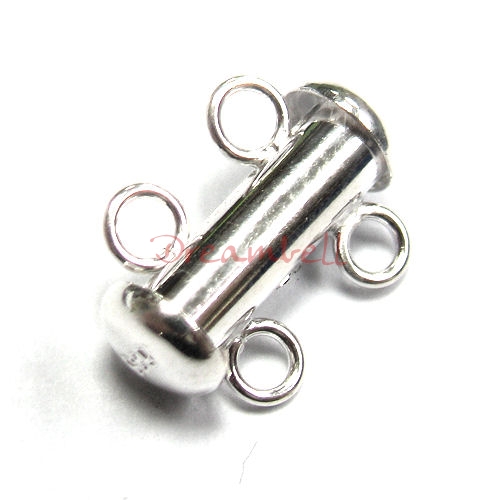1x STERLING SILVER Full Slide 2 Strand Lock Clasp 14mm