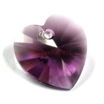 2x Swarovski Xilion Crystal 6228 Heart Charm Amethyst 14mm