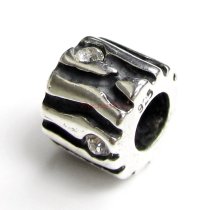 1x Bali Sterling silver Clear CZ Crystal Bead for European Charm Bracelets