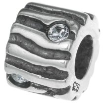 1x Bali Sterling silver Clear CZ Crystal Bead for European Charm Bracelets