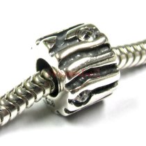 1x Bali Sterling silver Clear CZ Crystal Bead for European Charm Bracelets