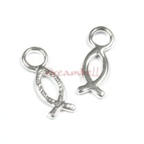 4 x Sterling silver Christian Fish Pendant dangle Charm