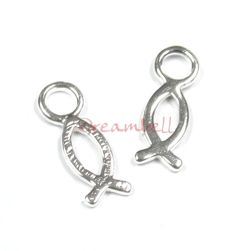 4 x Sterling silver Christian Fish Pendant dangle Charm