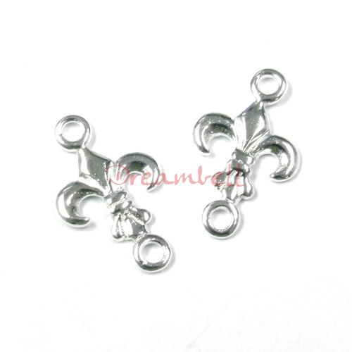 4 x Sterling silver FLEUR-DE-LIS Bead Link Connector