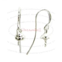 2x Sterling Silver Earring French Hook EarWire 5mm Pearl Cup