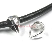4x Sterling Silver Pendant Hammered Bail Connector 6.4mm x 3.6mm