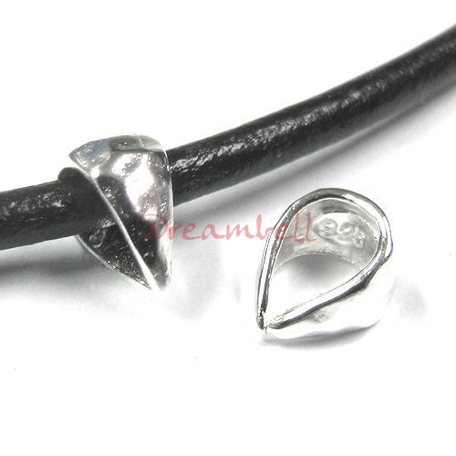 4x Sterling Silver Pendant Hammered Bail Connector 6.4mm x 3.6mm