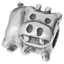 1x Sterling silver Cute Cow Bead for European Charm Bracelets