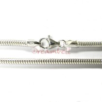 1x Sterling Silver 3mm SNAKE BRACELET for European Bead Charm 8″