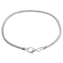1x Sterling Silver 3mm SNAKE BRACELET for European Bead Charm 8"