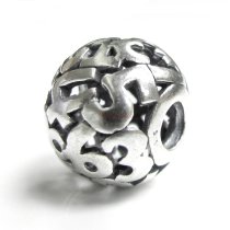 1x Sterling silver Number Digit Round Bead for European Charm Bracelets