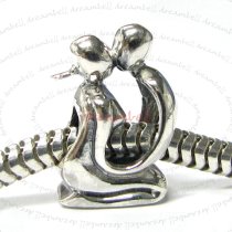 1x Sterling silver Kissing Couple Bead for European Charm Bracelets
