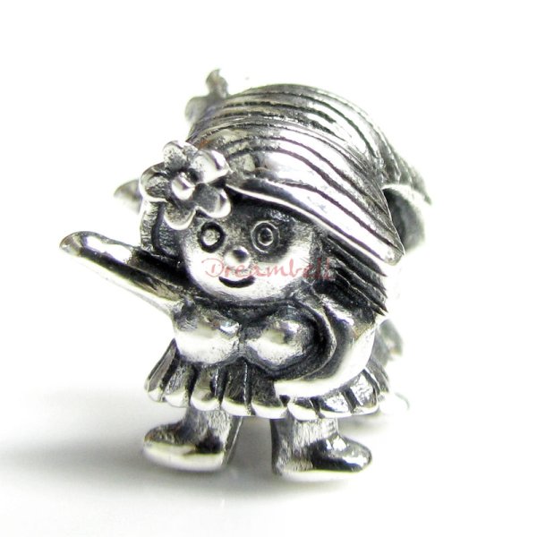 1x Sterling silver Hula Dancer Bead for European Charm Bracelets