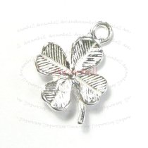 1x Sterling Silver Four Clover Leaf Dangle Charm 12mm