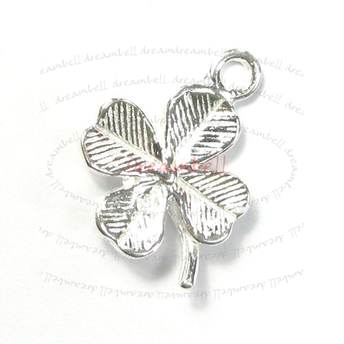 1x Sterling Silver Four Clover Leaf Dangle Charm 12mm