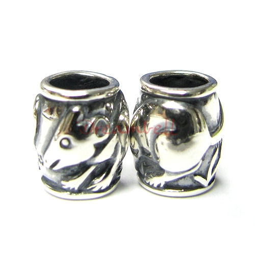1 x Sterling Silver Rat Chinese Zodiac Bead for European Charm Bracelets