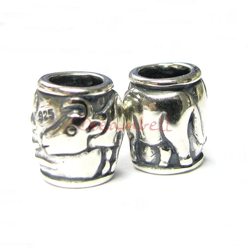 1 x Sterling Silver Ox Chinese Zodiac Bead for European Charm Bracelets
